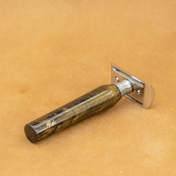 rasoir-de-securite-artisanal-mred-manche-resine-bronze